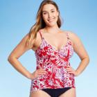 Women's Square Neck Sharkbite Hem Tankini Top - Kona Sol Layered