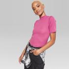 Women's Mock Neck Little T-shirt - Wild Fable Fuchsia