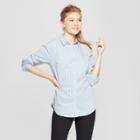 Women's Striped Long Sleeve Any Day Shirt - A New Day Blue