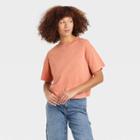 Women's Short Sleeve Boxy T-shirt - Universal Thread Apricot Orange