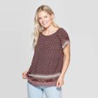 Women's Printed Short Sleeve Scoop Neck - Knox Rose Deep Plum