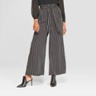 Women's Striped Wide Leg Paperbag Pants - Who What Wear Black/white S, Black/white