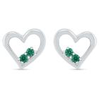 Target Created Emerald Prong Set Two-stone In Heart Earring In Sterling Silver, Women's, White