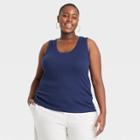 Women's Plus Size Slim Fit Tank Top - A New Day Navy