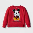 Toddler Boys' Disney Mickey Mouse Solid Pullover Sweatshirt - Red