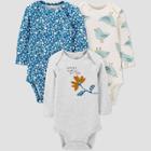 Baby Girls' 3pk Floral Bodysuit - Just One You Made By Carter's Green/off-white/gray
