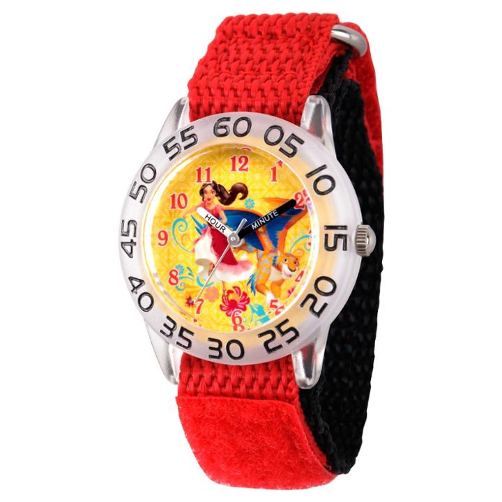 Girls' Disney Elena Of Avalor And Skylar Clear Plastic Time Teacher Watch - Red