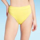 Junior's Sustainably Made Ribbed High Leg High Waist Bikini Bottom - Xhilaration Yellow