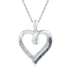 Target 1/20 Ct. T.w. Round Diamond Prong And Nick Set Heart Pendant In Sterling Silver - Black/white, Girl's