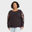 Women's Plus Size Embroidered Sweatshirt - Knox Rose Black Floral