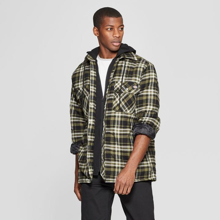 Dickies Men's Plaid Long Sleeve Jackets - Green