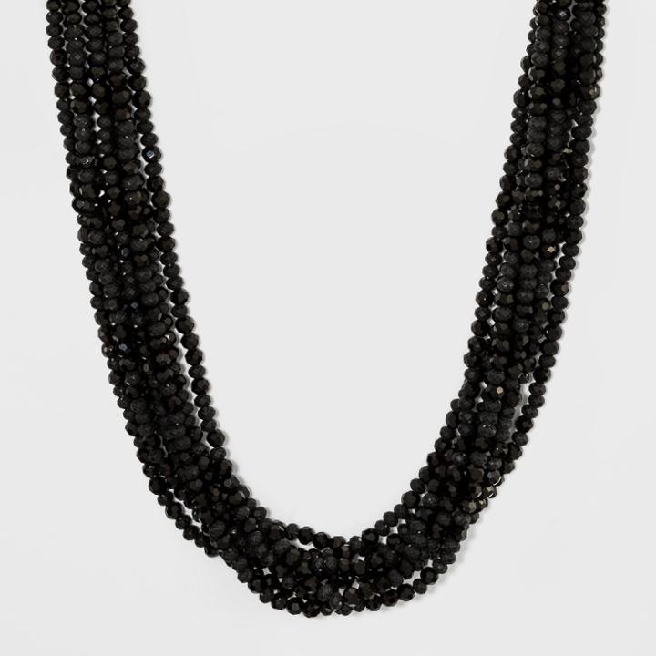 Multi Strand Glass Beaded Necklace - A New Day Black