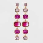 Ombre Effect Rectangular Stone Drop Earrings - A New Day Purple
