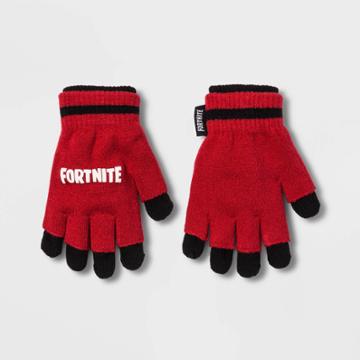 Boys' Fortnite Logo Gloves - Red, Boy's, Black