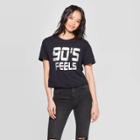 Women's Short Sleeve 90's Feels Cropped Graphic T-shirt - Grayson Threads (juniors') - Black