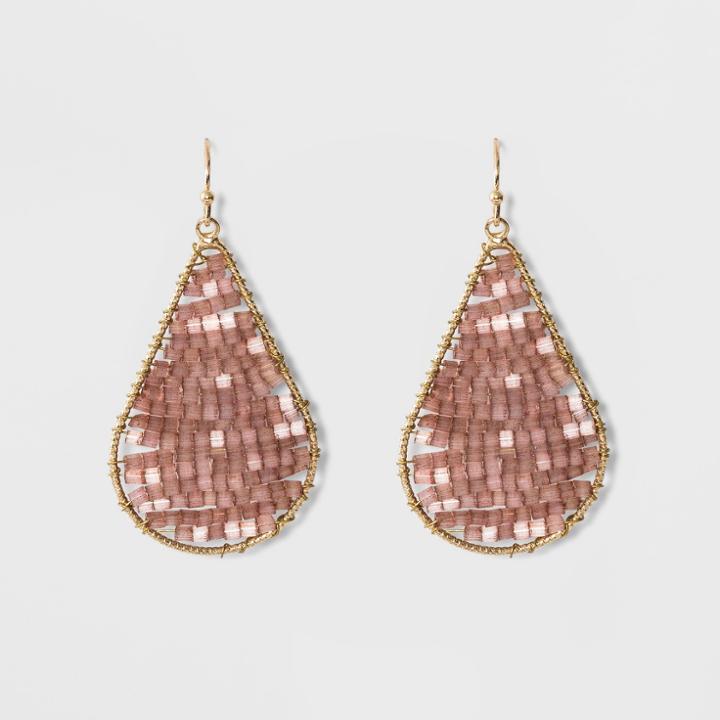 Teardrop With Seed Beads Earrings - A New Day Blush Peach