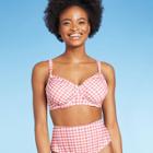Women's Gingham Underwire Bikini Top - Kona Sol Bright Pink D/dd Cup