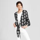 Women's Tie Front Kimono - Xhilaration Black/white