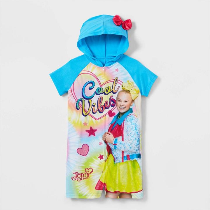 Girls' Jojo Siwa Hooded Pajama Romper - Blue