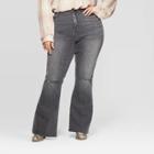 Women's Plus Size High-rise Distressed Flare Jeans - Universal Thread Gray Wash