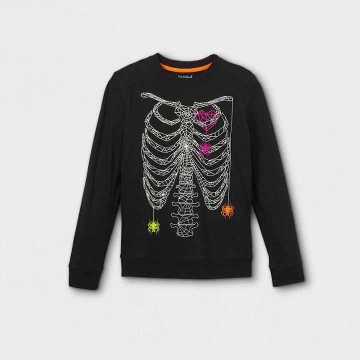 Boys' Skeleton Ribcage Graphic Long Sleeve T-shirt - Cat & Jack Black