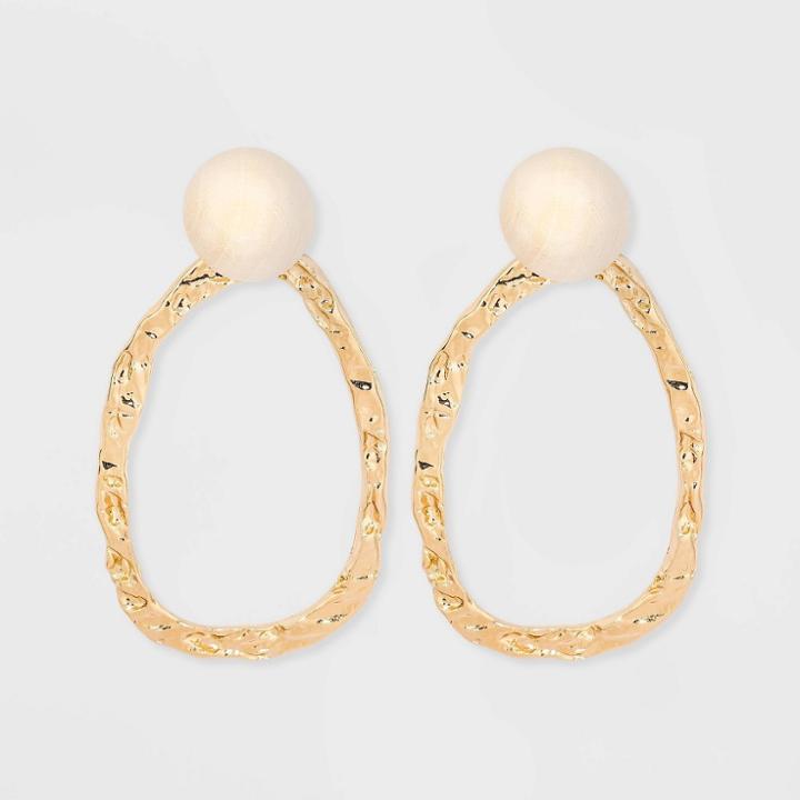 Post With Organic Gold Drop Earrings - A New Day Beige