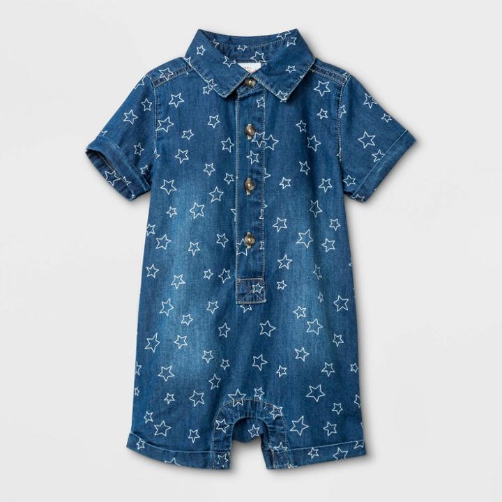 Baby Boys' 2pk Americana Denim Romper - Cat & Jack Blue Newborn, Boy's