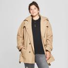 Women's Plus Size Trench Coat - Ava & Viv Khaki 3x, Brown Beige