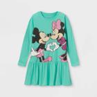 Disney Girls' Minnie & Mickey Oversize Print Long Sleeve Dress - Blue