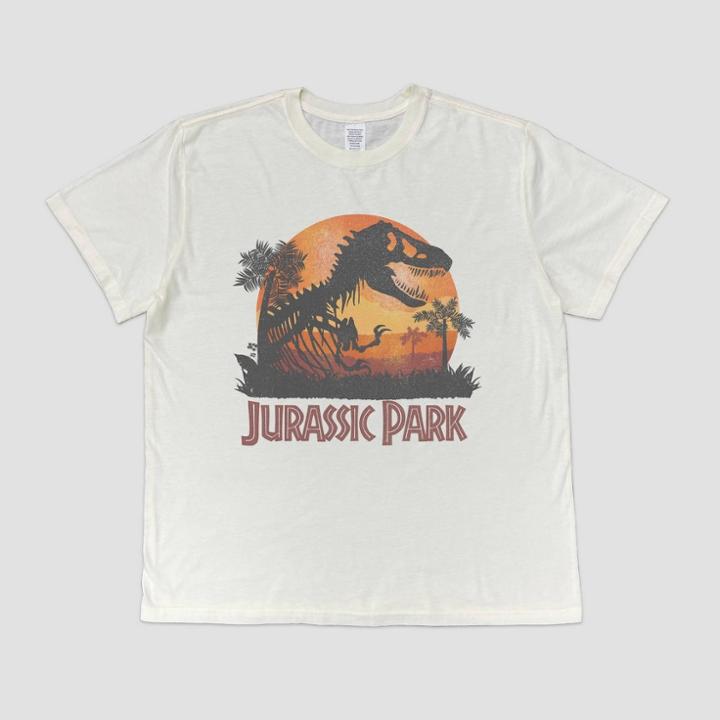 Women's Jurassic Park Short Sleeve Graphic T-shirt - Off-white
