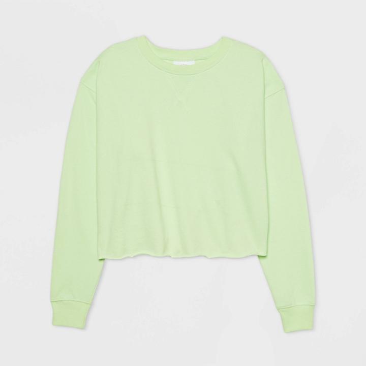 Women's Cropped Lounge Top - Colsie Neon Green