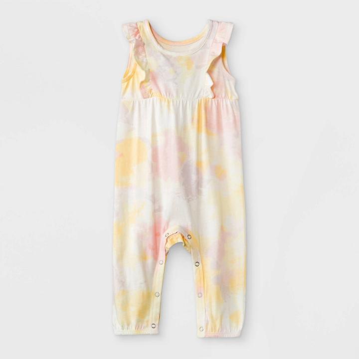 Grayson Mini Baby Girls' Tie-dye Ruffle Romper - White