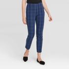 Women's Plaid High-rise Skinny Ankle Pants - A New Day Blue