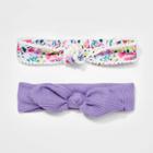 Girls' 2pk Floral Knit Headband - Cat & Jack White/lilac, Women's