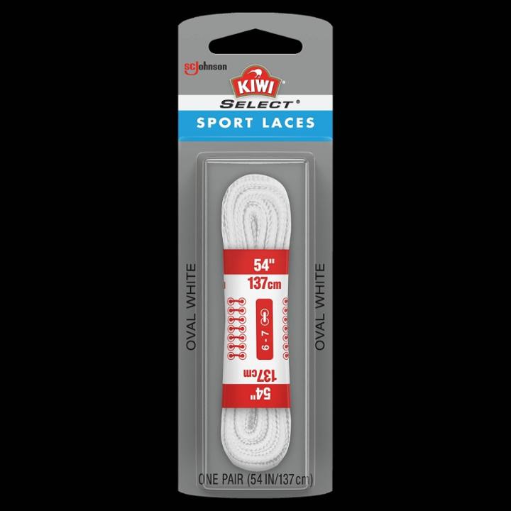 Kiwi Shoelaces Sport Oval 54 White, Adult Unisex