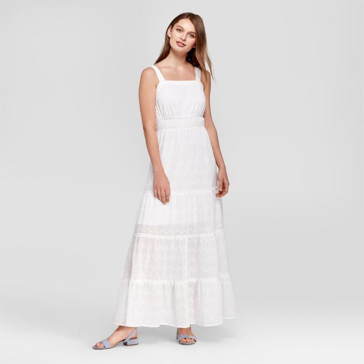 Women's Polka Dot Embroidered Maxi Dress - Knox Rose White