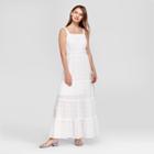 Women's Polka Dot Embroidered Maxi Dress - Knox Rose White