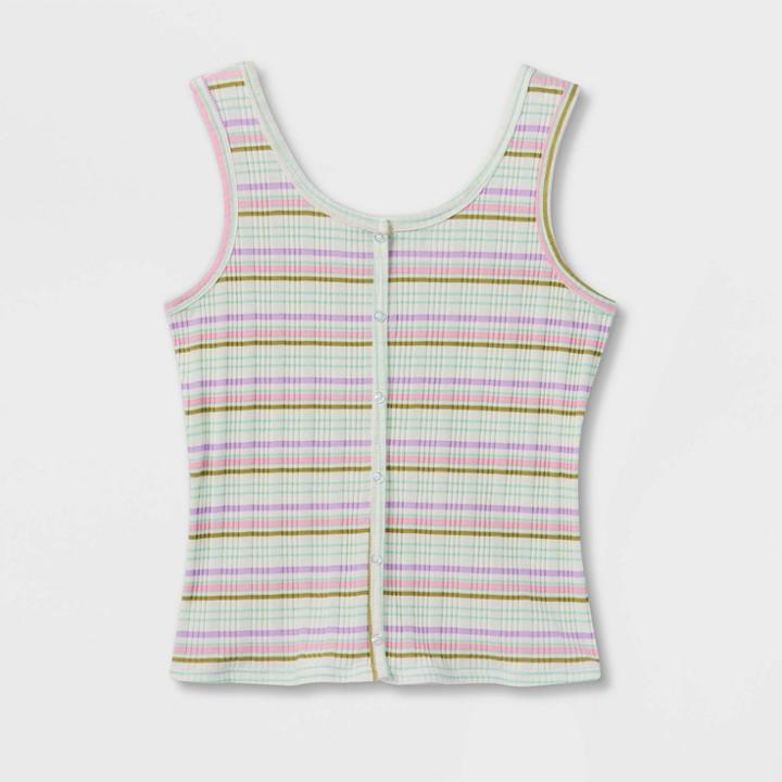 Girls' Boxy Button-front Knit Tank Top - Art Class White
