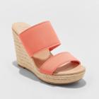 Women's Adelina Two Band Espadrille Wedge Pumps - A New Day Coral 5, Women's, Pink