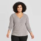 Women's Plus Size Long Sleeve Henley Neck Cozy Rib Shirt - Universal Thread Mauve 1x, Women's, Size:
