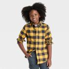 Boys' Button-down Long Sleeve Flannel Shirt - Cat & Jack Yellow/charcoal Gray