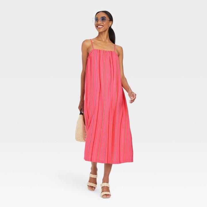 Women's Easy Linen Tank Dress - A New Day Pink