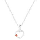 Journee Collection 1/10 Ct. T.w. Round-cut Cubic Zirconia Pave Set Heart Birthstone Necklace In Sterling Silver - Red, Girl's