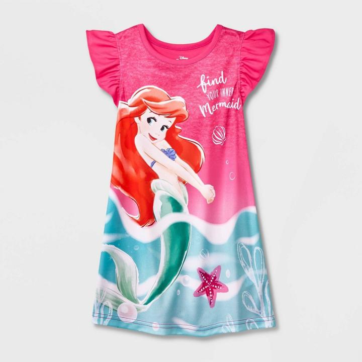 Toddler Girls' Disney Princess The Little Mermaid Nightgown - Pink