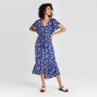 Women's Floral Print Flutter Short Sleeve Dress - Knox Rose Blue