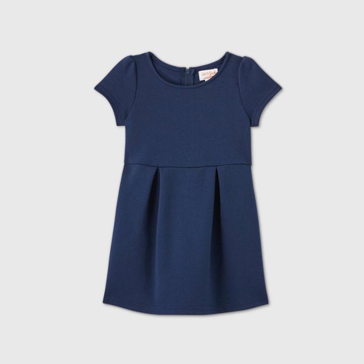 Petitetoddler Girls' Stretch Short Sleeve Uniform Knit Dress - Cat & Jack Blue