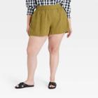 Women's Plus Size High-rise Pull-on Shorts - A New Day Green Olive