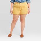 Women's Plus Size High-rise Midi Jean Shorts - Universal Thread Gold 14w, Women's, Brown