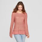 Women's Long Sleeve Mixed Stitch Sweater - Knox Rose Pink