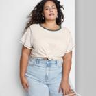 Women's Plus Size Short Sleeve Shrunken Boxy T-shirt - Wild Fable Ivory